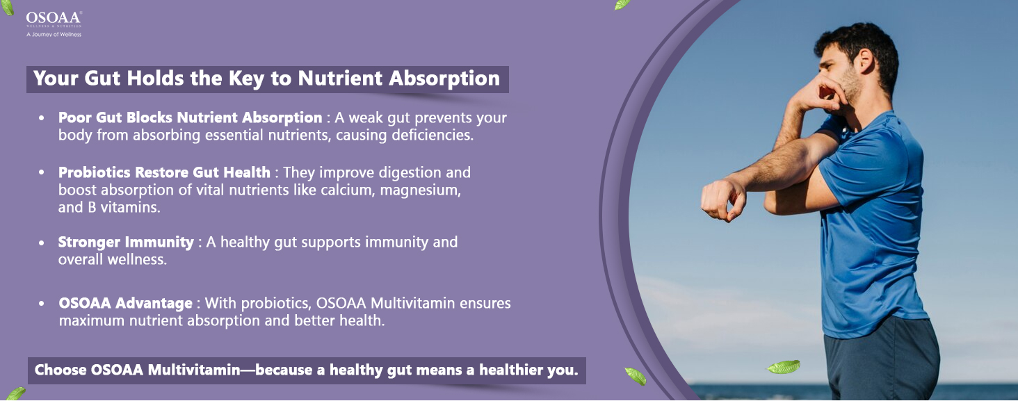 OSOAA Daily Multivitamin with Omega 3 & Probiotics - 60 Veg Tablets | 53 Vital Vitamins & Minerals with Zinc, Vitamin C, Vitamin D, Vitamin B12, and Multiminerals - Supports Immunity & Gut Health