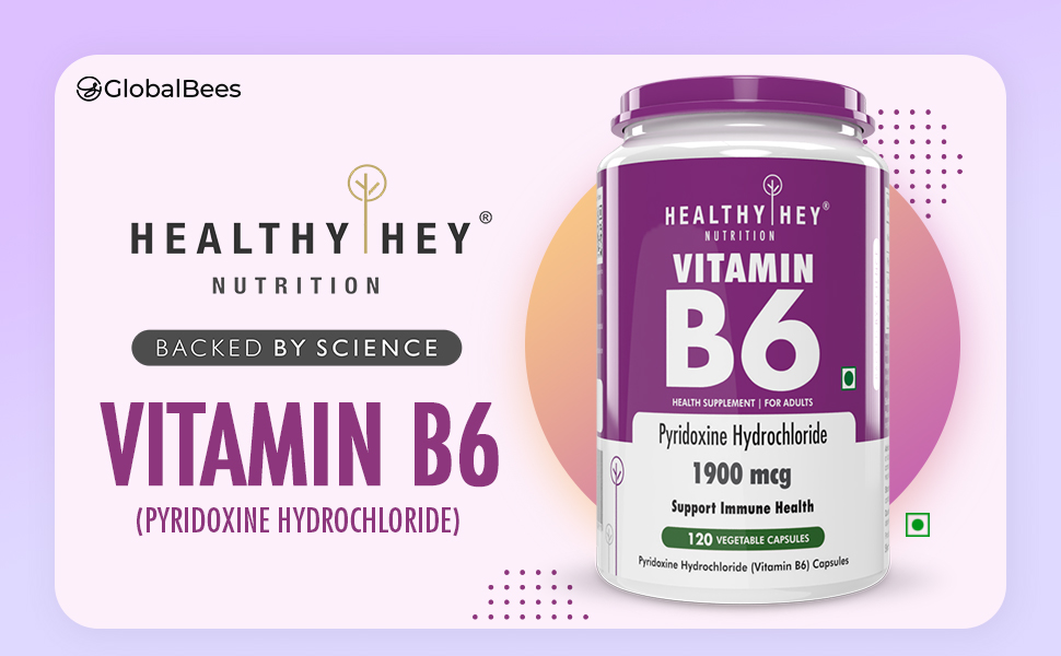 HealthyHey Nutrition Vitamin B6 Pyridoxine -120 Veg. Capsules