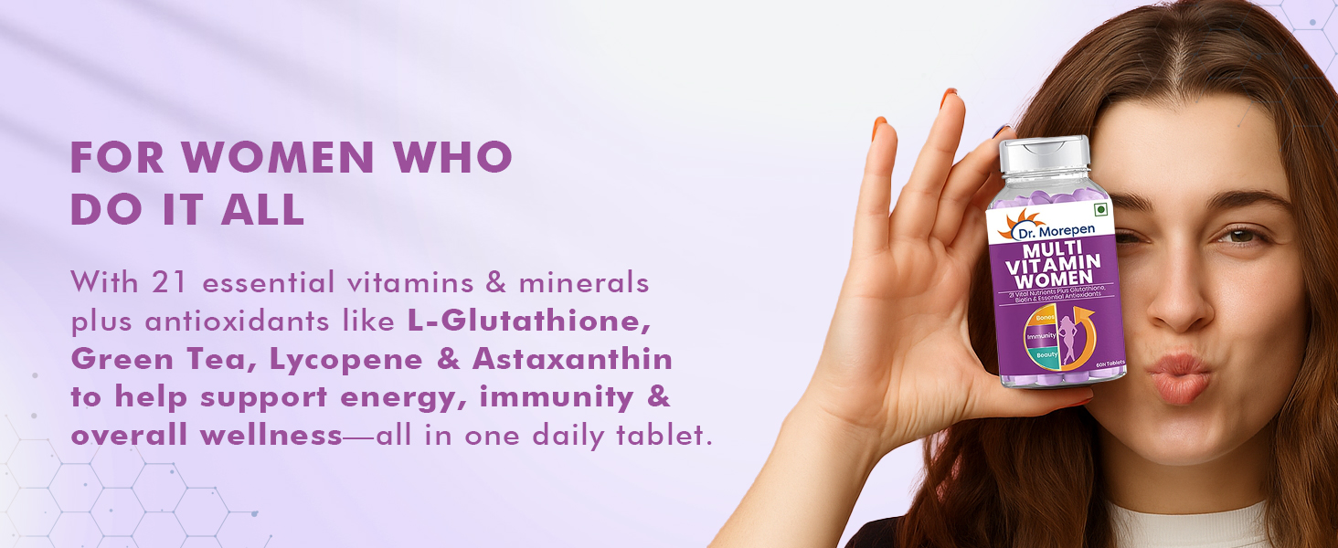 DR. MOREPEN Multivitamin Tabs for Women with Calcium, Vitamin D3 & 21 other Nutrients | Energy & Immunity Booster Supplement | 60 Tablets