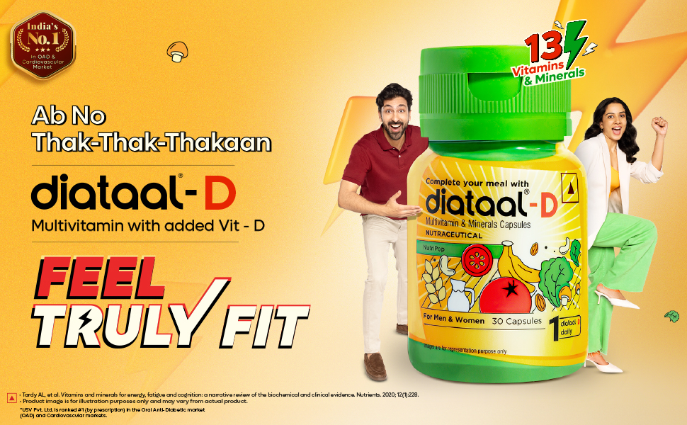 Diataal-D Vitamin D3 400IU | Multivitamin for Men & Women with Vitamin D3, ALA, B6, B12, B3, B9, Magnesium, Zinc and Copper | Energy, Immunity, Performance & Heart Health | 30 Capsules