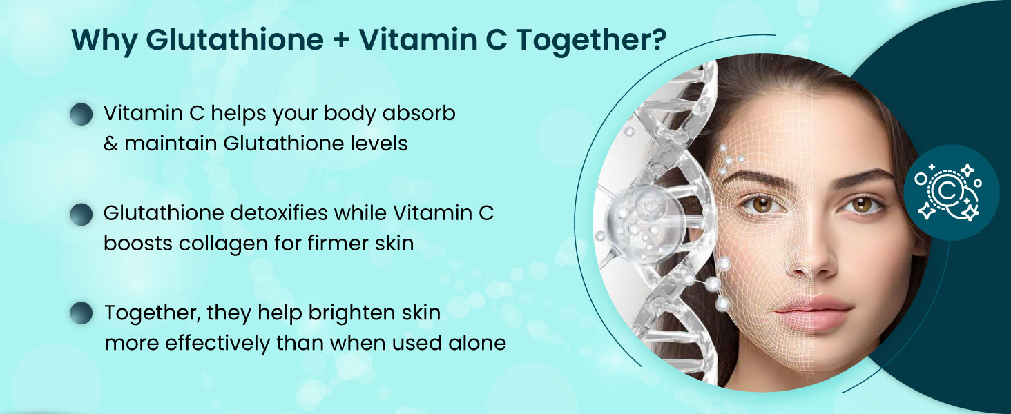 ZEROHARM L-Glutathione Reduced with Vitamin C, E & Biotin | Glutathione Capsules for Skin Whitening | Skin Glow, Pigmentation & Collagen Support for Men and Women | 1000mg per Serving | 60 Capsules