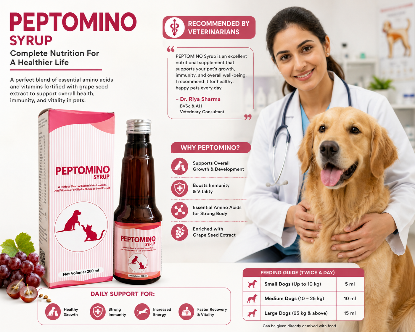 PEPTOMINO Syrup Amino Acids & Vitamins with Grape Seed Extract 200ml
