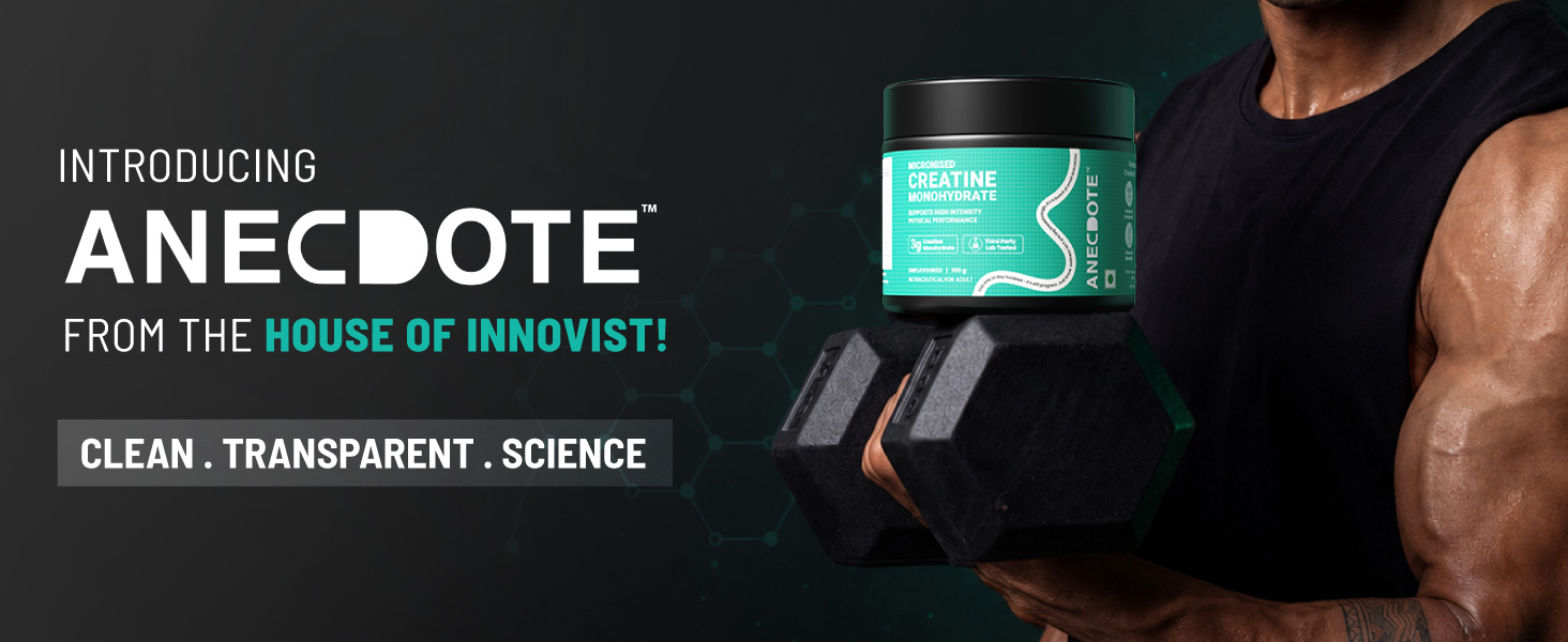 Anecdote Creatine Monohydrate | 3.1g Per Serving | Enhanced Muscle Strength, Power & Recovery | Micronised Formula for Better Absorption | Unflavoured | For Men & Women | 100g