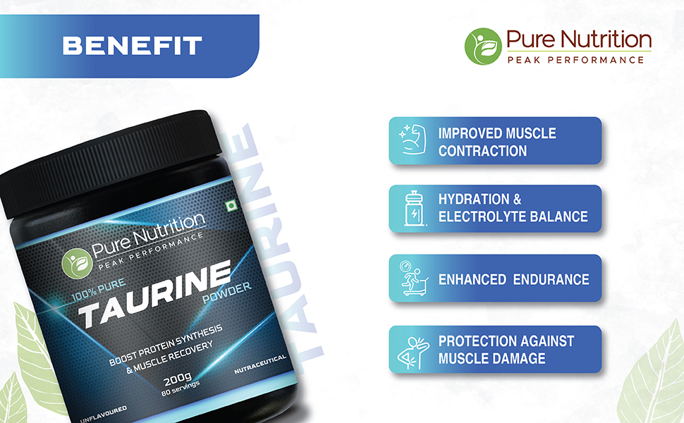 Pure Nutrition L-Taurine Powder 200g | Premium Amino Acid Supplement | Boosts Muscle Recovery & Performance | Supports Energy, Heart Health, & Overall Wellness | Ideal for Fitness, Stamina, & Active Lifestyle