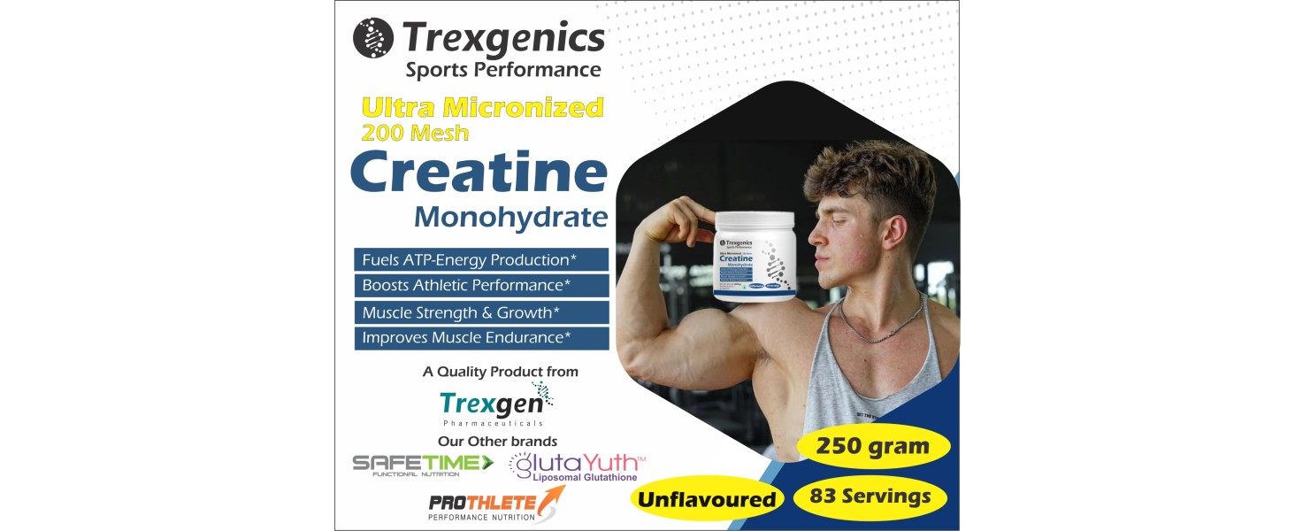 Trexgenics CREATINE MONOHYDRATE ULTRA MICRONIZED, Pure (83 Servings) Energy, Endurance, Sports Performance, Metabolism (250 gm)