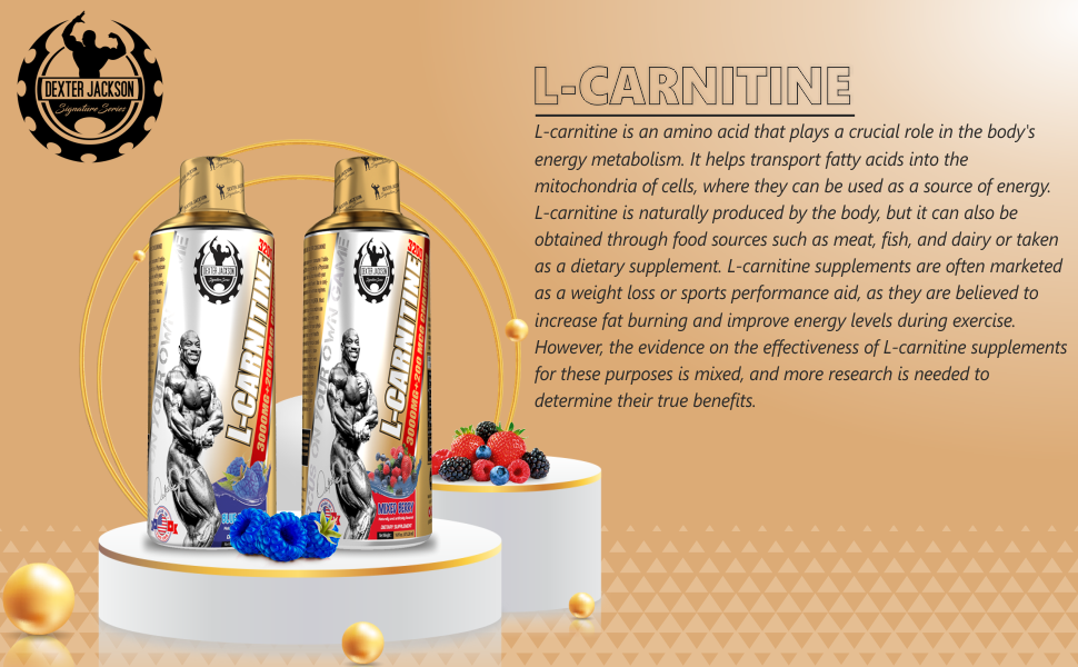 Dexter Jackson Signature Series L-Carnitine Liquid | Blue Raspberry Flavor | 473.28Ml Bottle - Dietary Supplement For Fat Metabolism And Energy Boost - 31 Servings