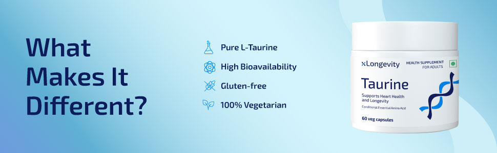 L Taurine Supplement 1000 mg - 60 Vegan Capsules for Heart, Men & Women, Lab-Tested, Muscle Recovery Support, Energy, Brain, Eye Health & Immunity - Daily 2 tablets, 30 days serving