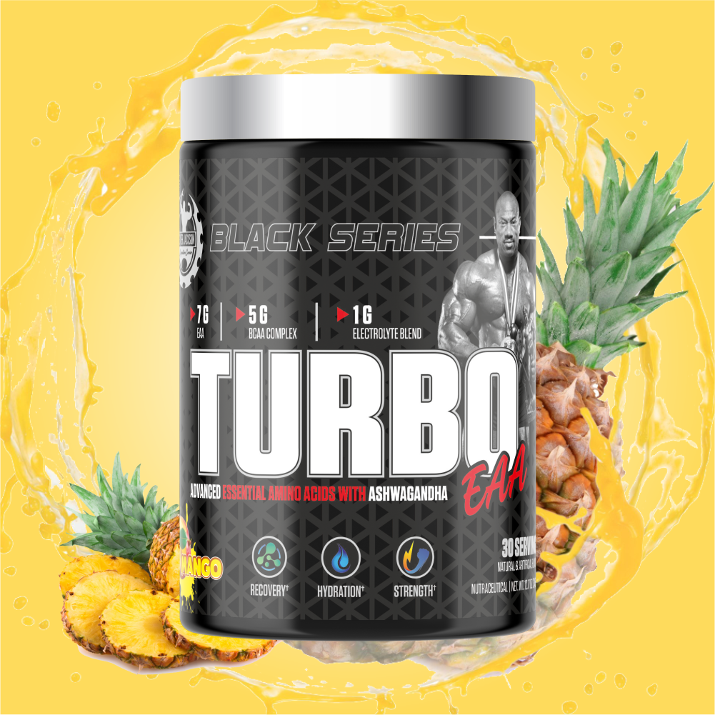 Dexter Jackson Black Series Turbo EAA | Advanced Essential Amino Acids | Ashwagandha | Lemon Lime Flavor | 30 Servings, 345g - Enhance Exercise Performance & Maximize Muscle Gains