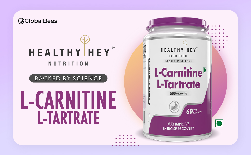 HealthyHey L-Carnitine & L-Tartrate (LCLT)-Support Transport of Fats to Muscles - 60 Vegetable Capsules (Pack of 1)