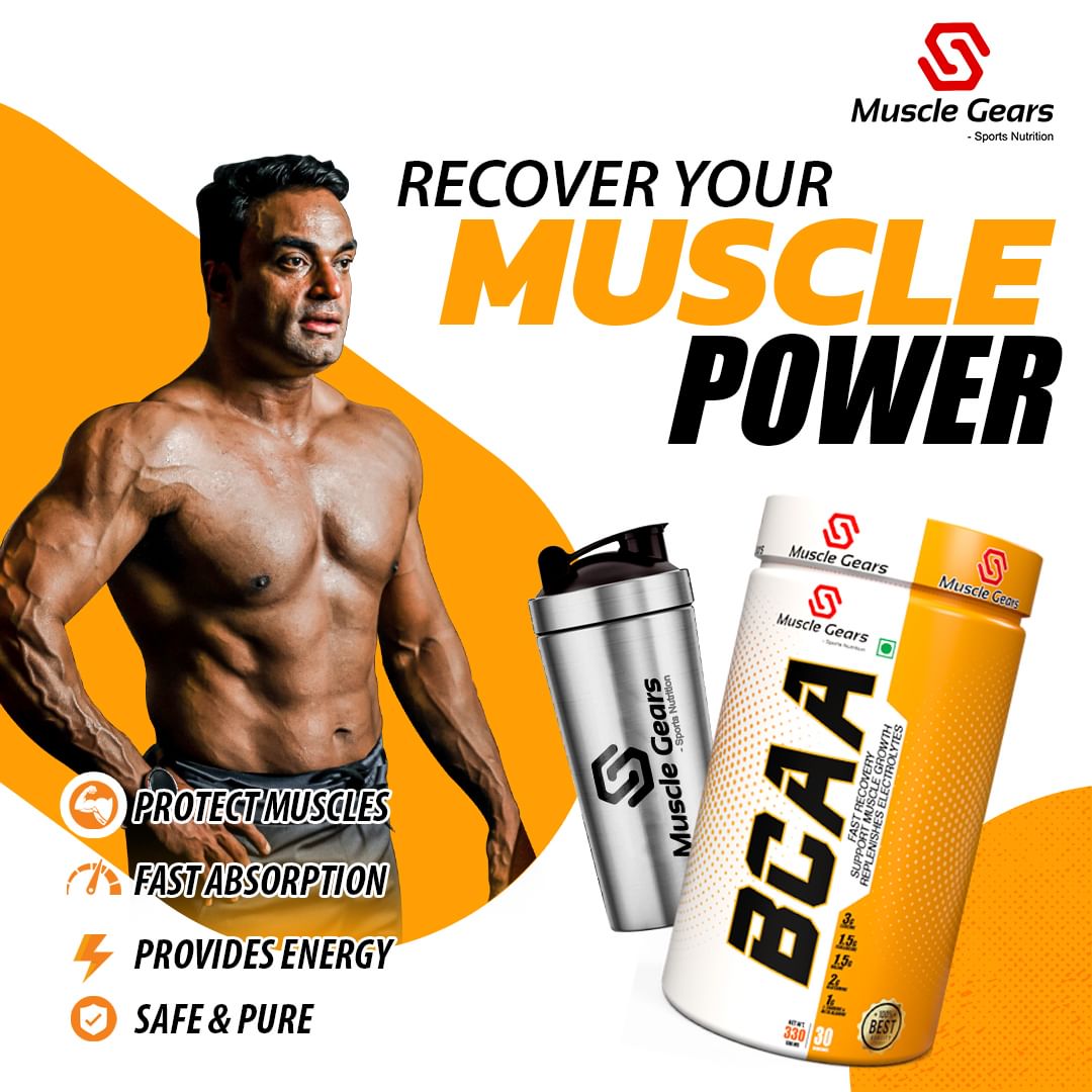 Muscle Gears BCAA 2:1:1 Powder | 150mg Electrolytes | Amino Acid Recovery Formula | Muscle Recovery, Endurance & Hydration | Intra Workout | Mango Flavor | 30 Servings