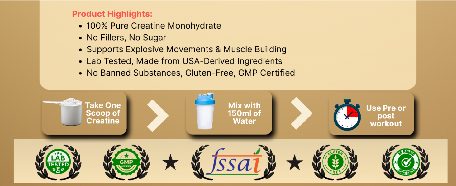 100% Creatine Monohydrate Powder - Micronized Supplement for Workout Performance, Recovery Build Muscle & Strength - Creatine Powder for Men & Women 25 Serving (100gm, Mango)