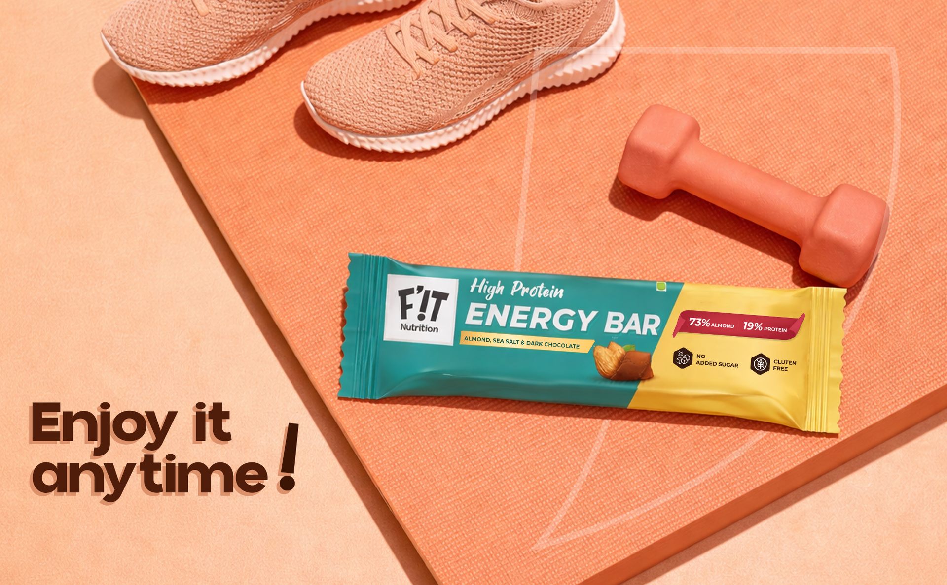 FiT Nutrition High Protein Energy Bar - Almond, Sea Salt & Dark Chocolate | 73% Almonds + Sea Salt - Tastes Like A Treat | No Added Sugar, No Artificial Flavours, Gluten Free - Healthy & Tasty Snack For Kids & Adults (4 x 35gm)