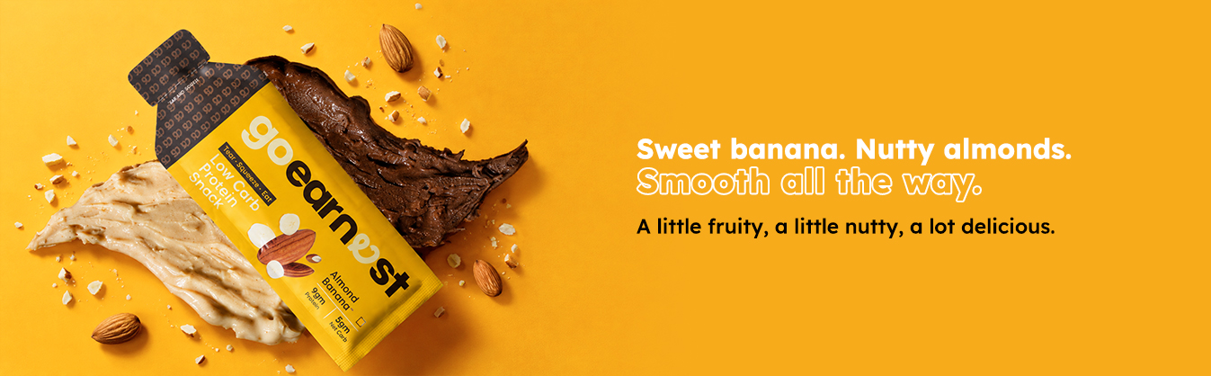 Goearnest Almond Banana Low Carb, High Protein Snack | 9g Protein, 5g Net Carbs | No Added Sugar, High Fibre, Gluten Free | 30g