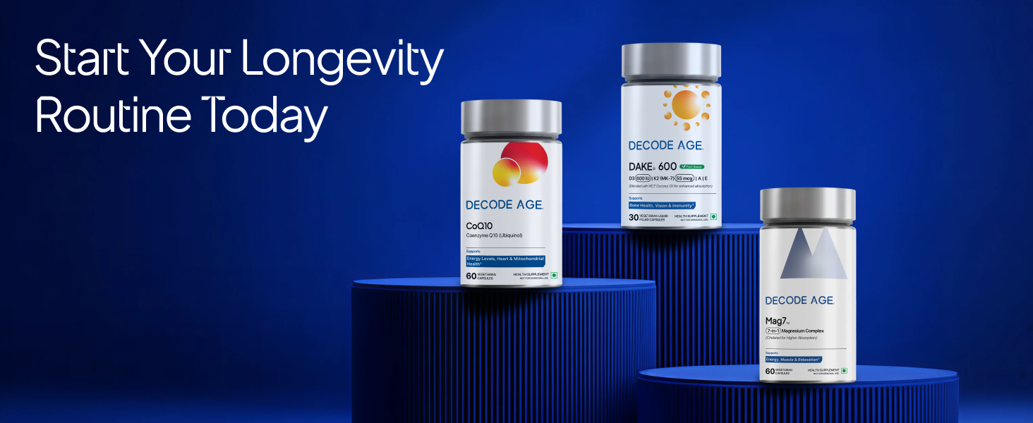 Decode Age CoQ10 (Coenzyme Q10) with Piperine 5mg for High Absorption | Ubiquinol Formula Supports Heart & Vascular Health, Cellular Energy & Healthy Ageing | 60 Capsules, 2 Month Supply