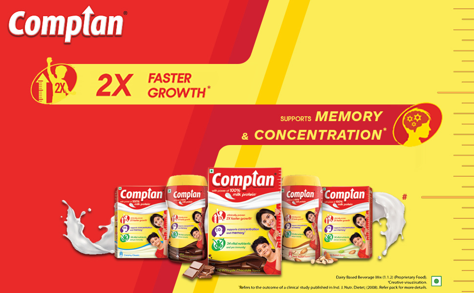 Complan Nutrition Drink Powder for Children, Pista Badam Flavour, 500 g Carton & Creamy Classic 500g | Nutrition drink for kids with protein & 34 vital nutrients