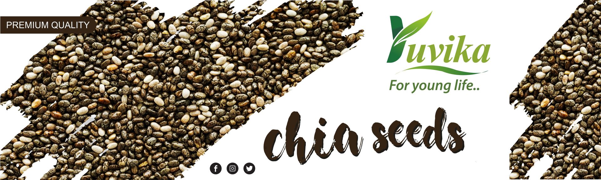 YUVIKA Chia Seeds - Salvia Hispanica, Omega-3 Seeds, Gluten Free, Source of Dietary Fibre, Calcium, Protein, Iron & Magnesium, 400 Grams