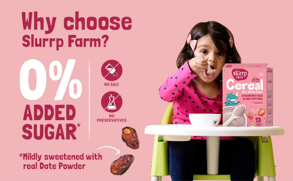 Slurrp Farm Baby Cereal, Ragi, Rice and Strawberry with Milk, Instant Healthy Wholesome Food, 200 g & Sathu Maavu, cereal for little ones | Healthy Wholesome Food, 200g