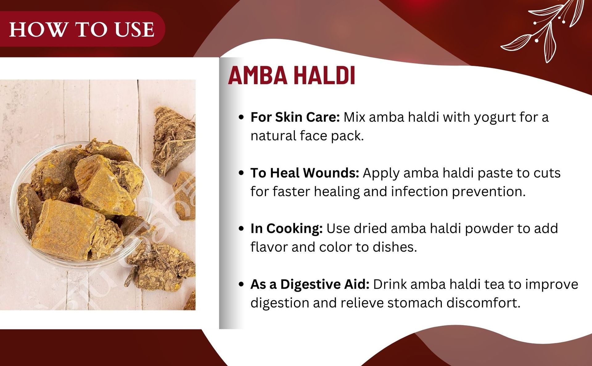 Birju Mahavir 1 KG AMBA HALDI - AMBIA HALDI - CURCUMA AROMATICA - WILD TURMERIC, Multi-colored
