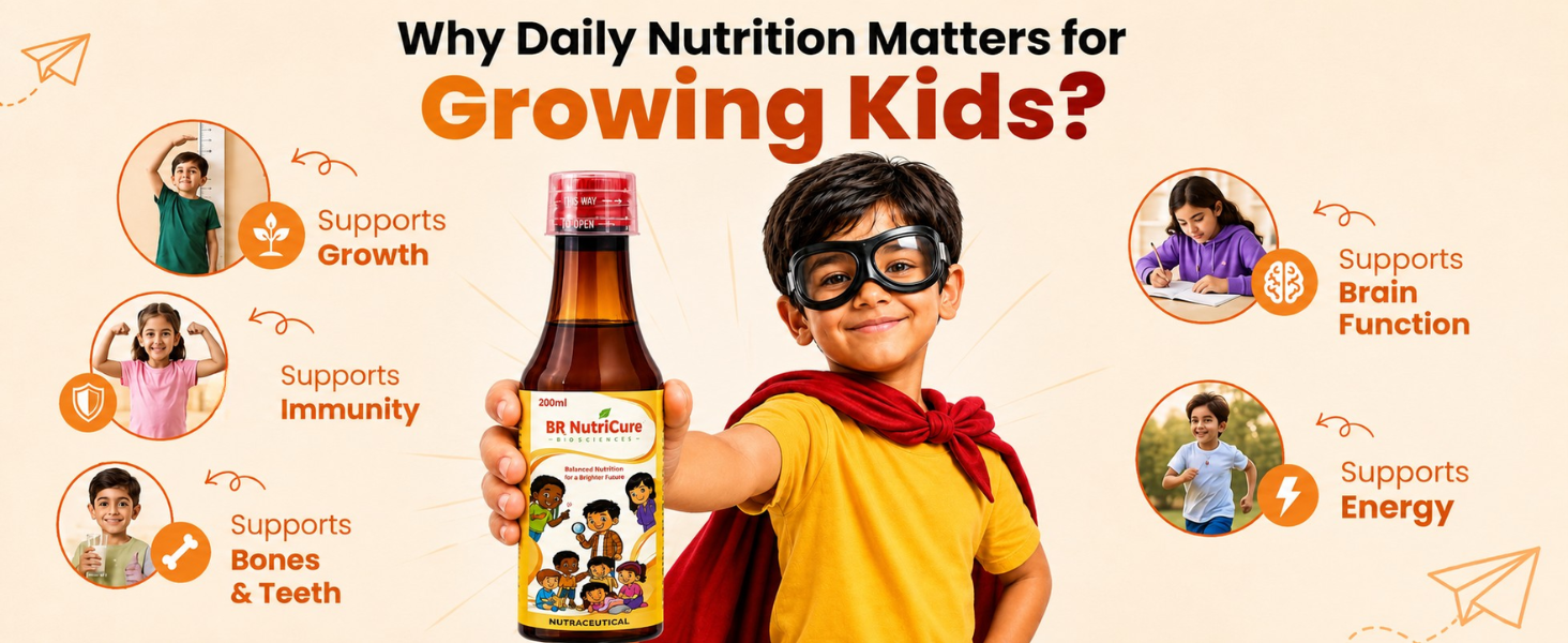 Kids Multivitamin Multimineral & L-Lysine Syrup 200ml | Daily Nutrition Supplement for Kids | Supports Growth, Immunity, Brain Development & Appetite | With Calcium, Zinc, Magnesium, Vitamin D3 & B-Complex | Orange Flavour - Pack of 1