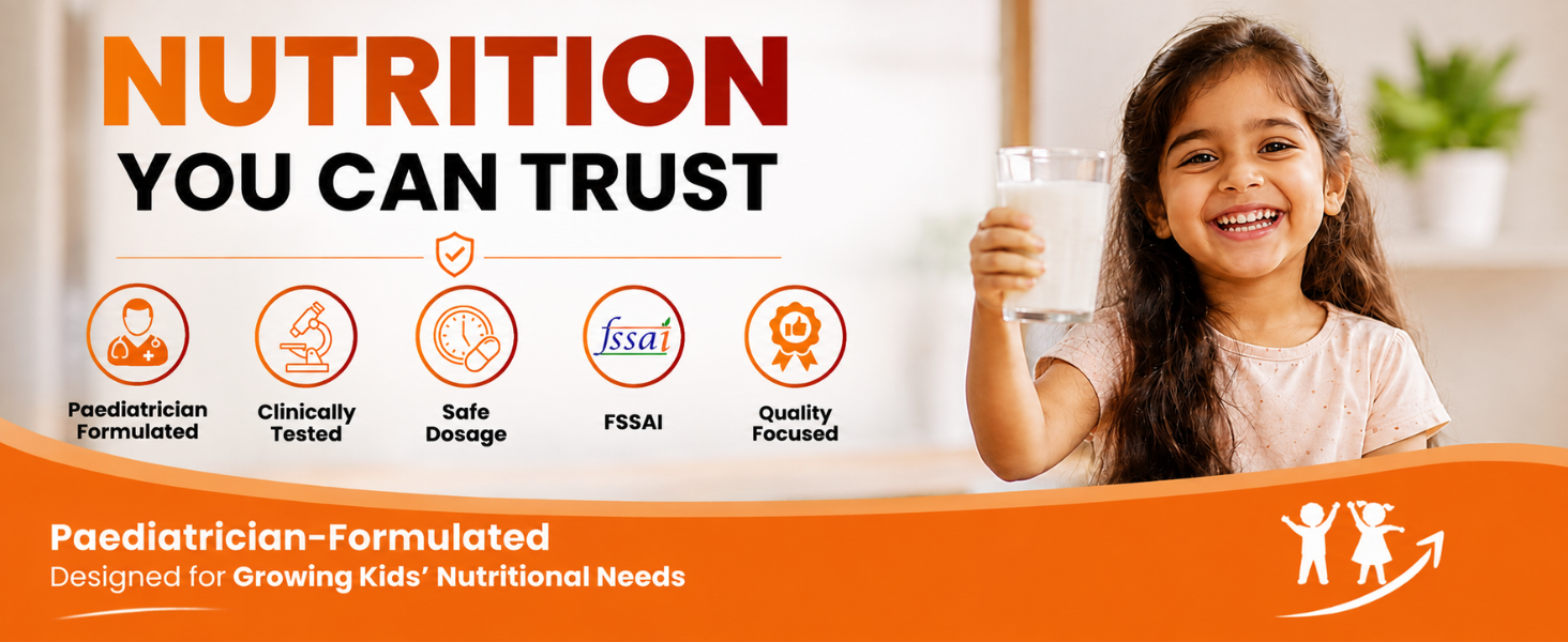 Kids Multivitamin Multimineral & L-Lysine Syrup 200ml | Daily Nutrition Supplement for Kids | Supports Growth, Immunity, Brain Development & Appetite | With Calcium, Zinc, Magnesium, Vitamin D3 & B-Complex | Orange Flavour - Pack of 1