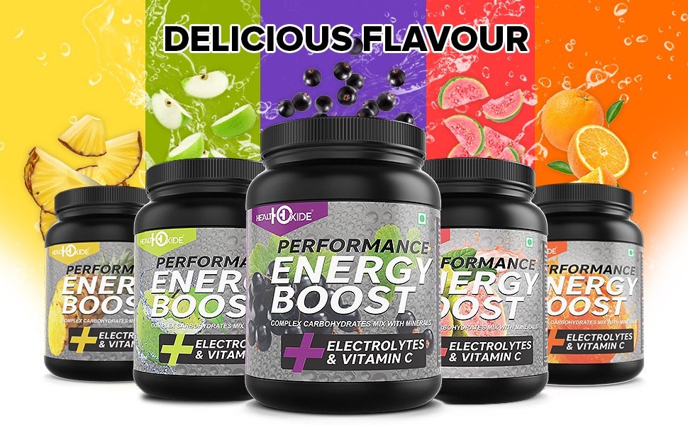 Healthoxide Energy Boost Powder | Black Currant Flavour | Pre-Workout Electrolyte Drink with Vitamin C & Minerals | Boosts Stamina, Hydration & Recovery | Pack of 2 (1 kg Each)