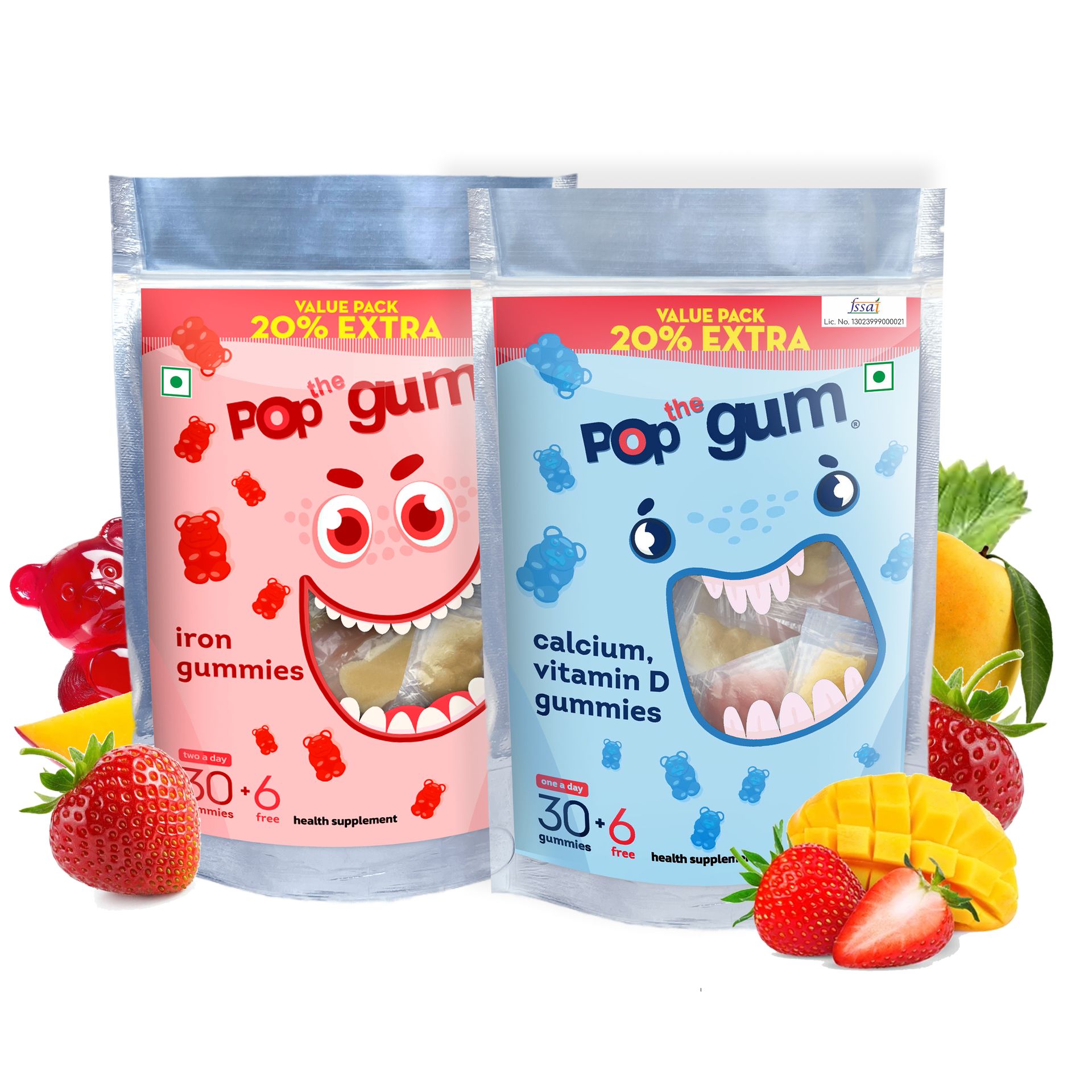 The Pop Gum Family Multivitamin Gummies (Kids & Adults) | Daily Nutritional Support with Vitamin C, D, E, B12, Zinc & Magnesium | Allergen Friendly, Milk & Gluten Free | 36 Gummies Pack