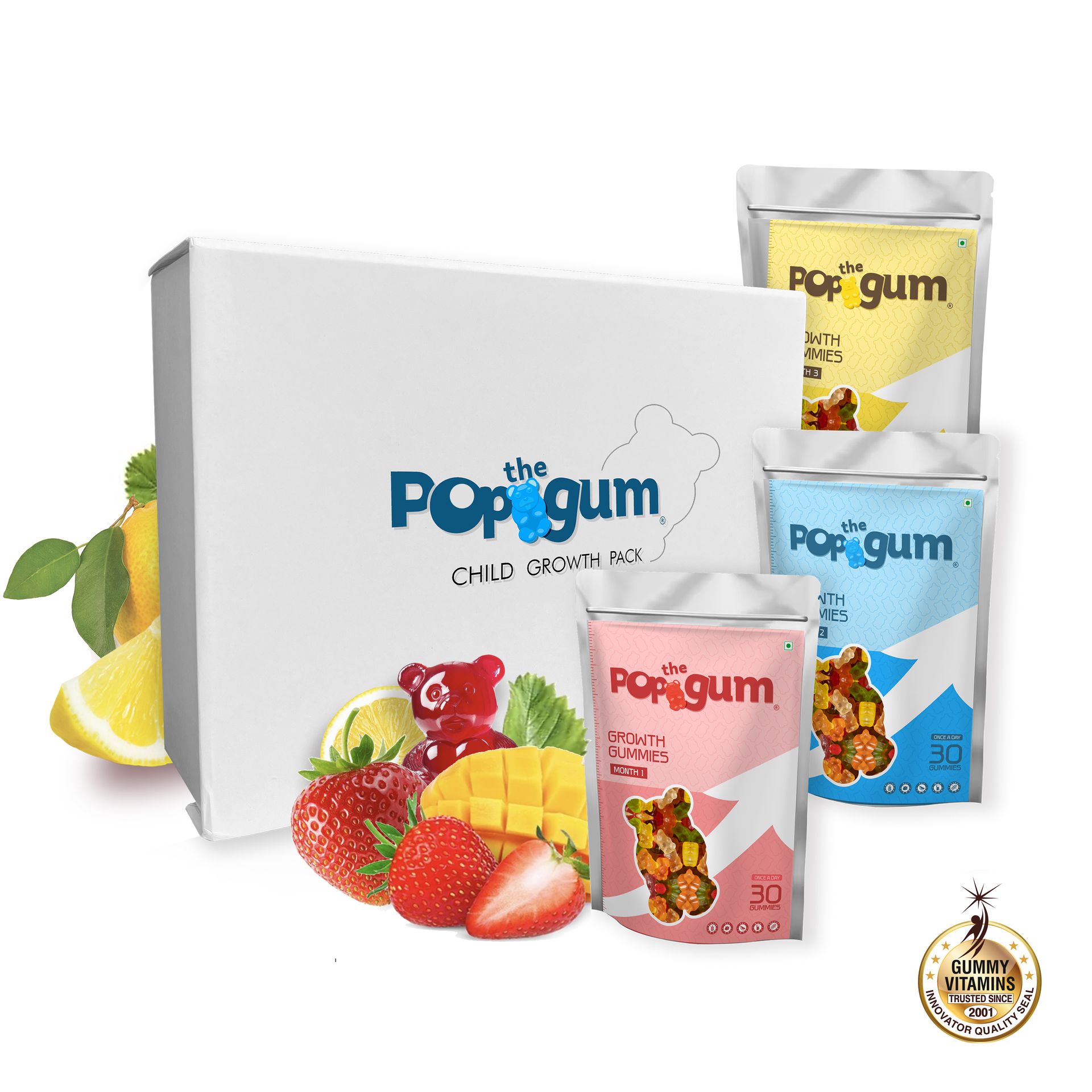 The Pop Gum Family Multivitamin Gummies (Kids & Adults) | Daily Nutritional Support with Vitamin C, D, E, B12, Zinc & Magnesium | Allergen Friendly, Milk & Gluten Free | 36 Gummies Pack