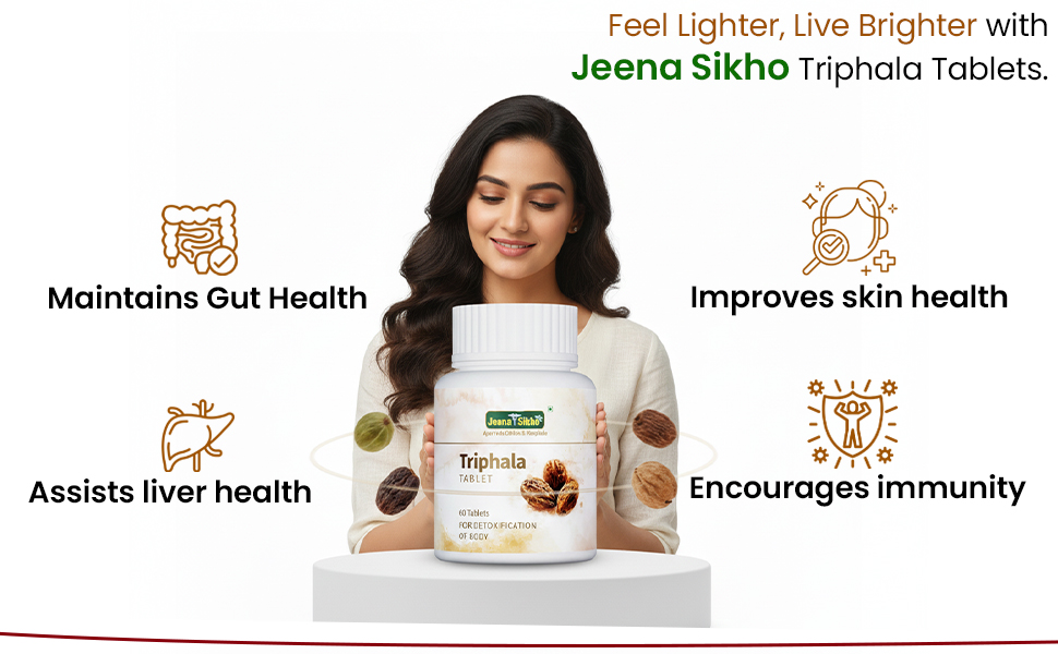 Jeena Sikho Triphala Tablets | Natural Digestive Wellness Supplement | Naturally Blended With Triphala Extracts | Natural Health Multivitamin, 60 Tablets, Pack of 2