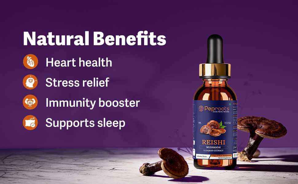 Reishi Mushroom Supplement | Liquid Extract for Heart Health, Stress Relief & Immune Support | Natural Herbal Superfood Tonic – Alcohol Free
