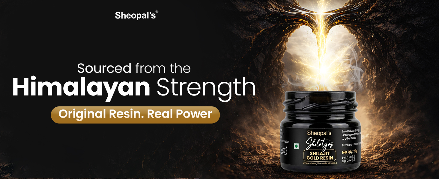 Sheopals Shelatejas Shilajit Gold Resin 20g | 500mg/ seving | 78% Fulvic Acid | Boost Energy, Stamina, Muscle Growth | 80 Servings - Lab Tested