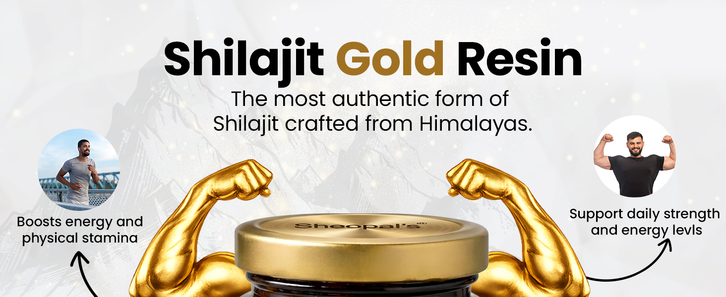 Sheopals Shelatejas Shilajit Gold Resin 20g | 500mg/ seving | 78% Fulvic Acid | Boost Energy, Stamina, Muscle Growth | 80 Servings - Lab Tested