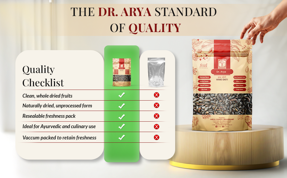 Dr. Arya's Harad Choti 100gm | Haritaki | Terminalia Chebula | Black Harad Choti | Kali Harad | Black Himej | 100 gram