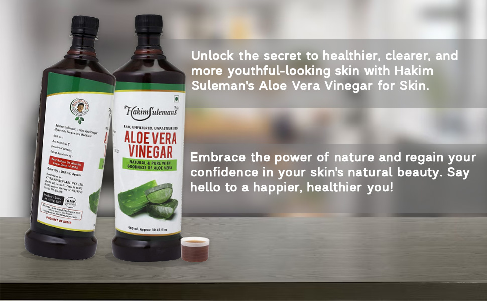 Hakim Suleman's Aloe Vera Vinegar – Organic, Natural Detox & Digestive Support, 100% Pure, Healthy Skin & Hair Care Supplement - 900 ml