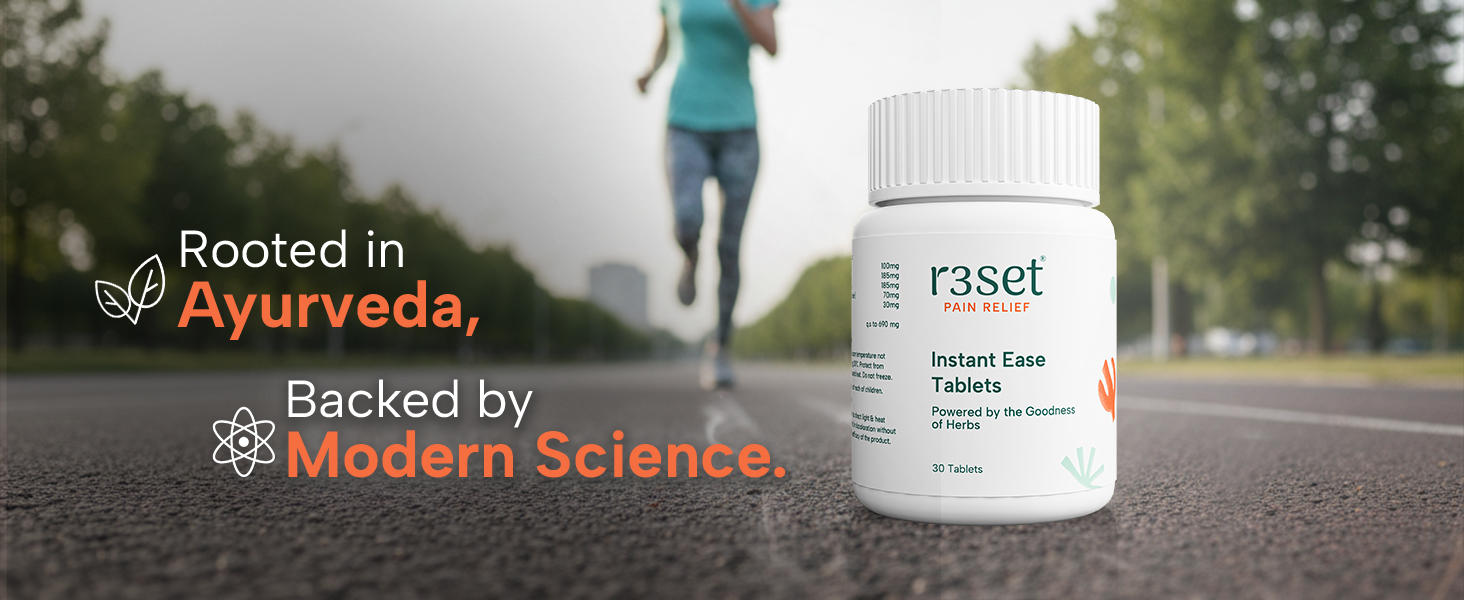 R3SET Natural Pain Relief Tablets for Joint, Knee & Muscle Care - 30 Pieces