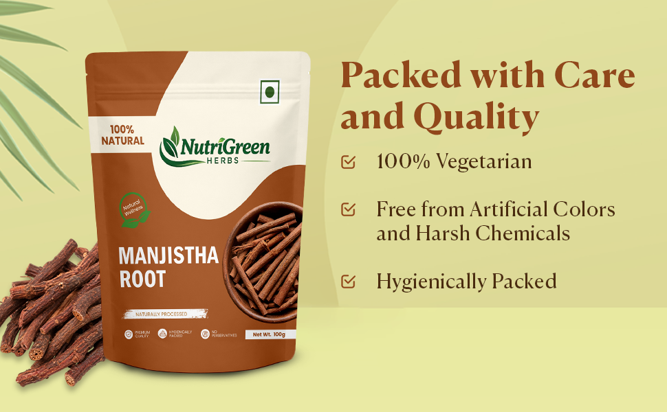 Manjistha Root 100g Pack of 1 | 100% Pure & Natural Manjistha Root | Naturally Processed Ayurvedic Herb | Premium Herbal Root for Wellness & Skincare Use | No Preservatives