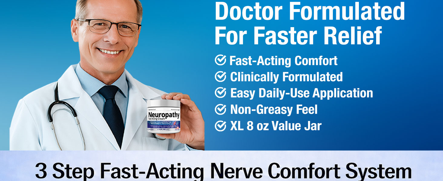Neuropathy Nerve Relief Cream – XL 8 oz – Fast-Acting Maximum Strength for Feet, Hands, Legs, Toes & Back – Menthol 3.7% + Magnesium Chloride 2% – Arnica, Aloe Vera, MSM & Vitamins – Super Value 8 oz