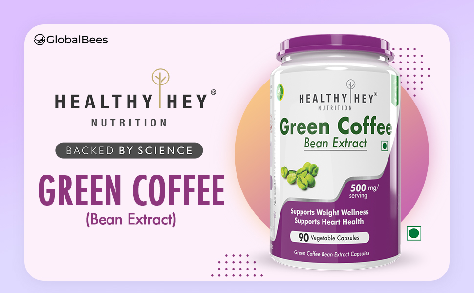 HealthyHey Green Coffee Bean Extract 100% Pure with Antioxidants- 50% Chlorogenic Acid, Non-GMO,90 Count - Pack of 1