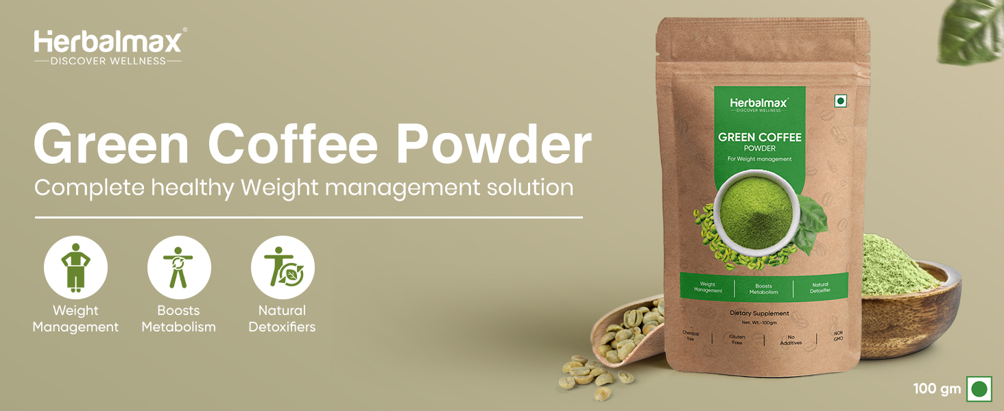 Herbal Max Green Coffee Powder | Natural Weight Management & Energy Support | Organic, All-Natural Supplement for Digestion, Metabolism & Daily Wellness | 100 g