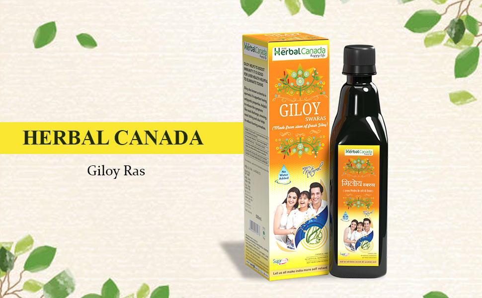 HERBAL CANADA Giloy Ras | Pack of 2 | Naturally Immunity Booster | Natural Source of Antioxidants for Detoxification | Good for Liver and Skin Health (500ML)