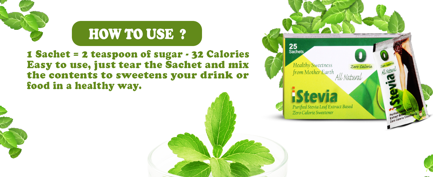 iStevia Sugar Free Powder Sachets | 100% Natural & Diabetic Friendly Sweetener | Vegan Zero Calorie Guilt free Sugar | 100 Stevia Sachets pack of 2 | 200 Servings