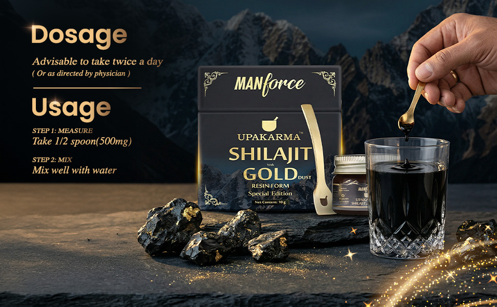Manforce shilajit/Shilajit Gold Resin - 10g | 500mg/Serving | Boost Muscle Growth & Stamina | Contains 24 Carat Gold | 100% Ayurvedic