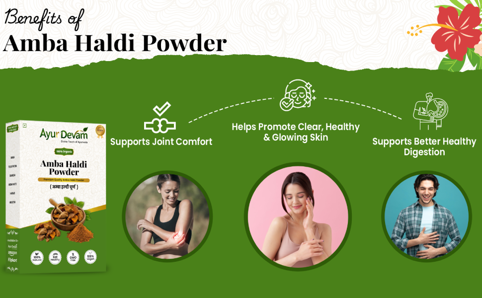 Amba Haldi Powder | Kasturi Haldi | Curcuma Amada | Wild Turmeric | Aama Haldi Churna | Skin Care & Face Use (100 Gram)