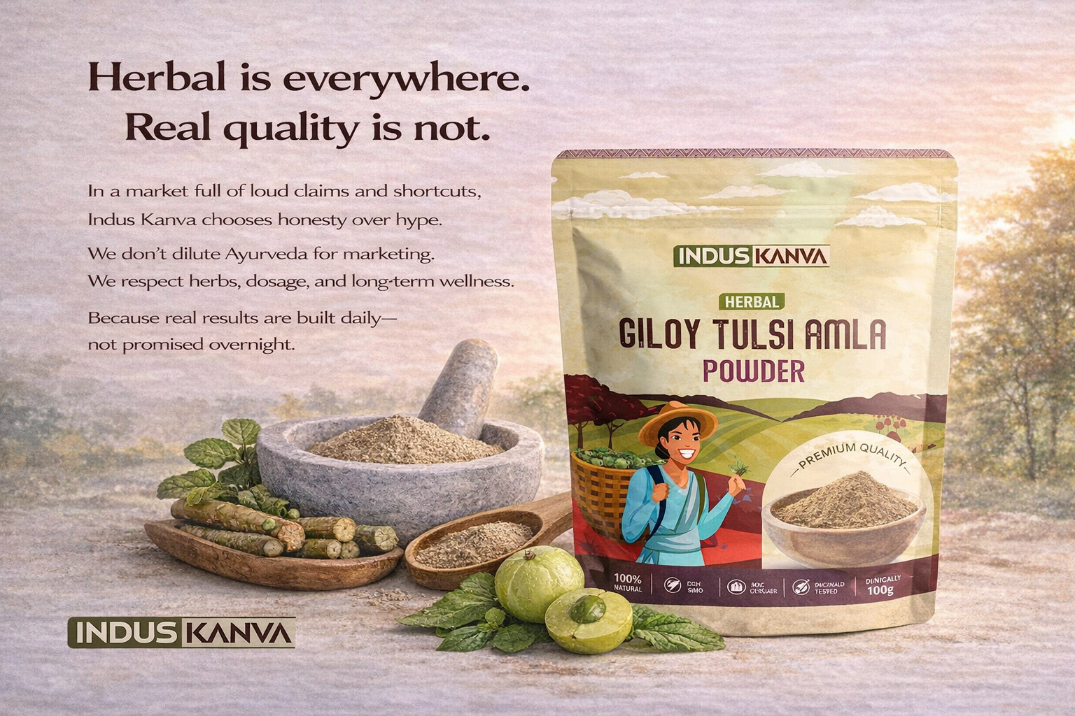 Giloy Tulsi Amla Powder 100g | Herbal Immunity Support Blend | Natural Daily Wellness Mix | Rich in Antioxidants | No Added Preservatives | Vegan | Lab Tested
