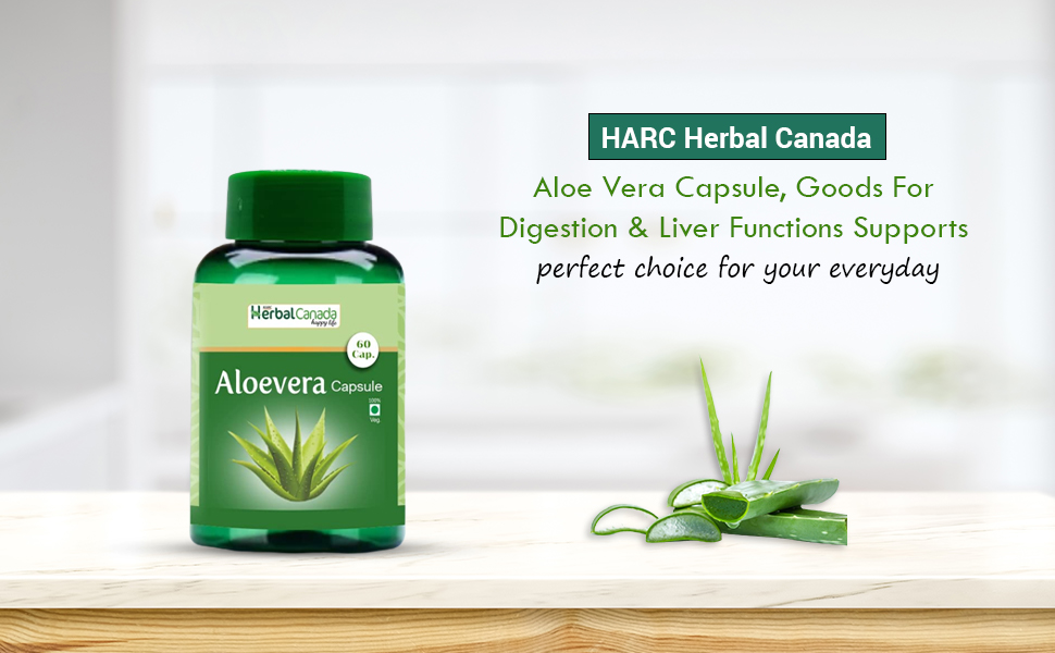 Harc Herbal Canada Aloe Vera Capsule (Pack of 60 Veg Capsules x 2) (Pack of 2)