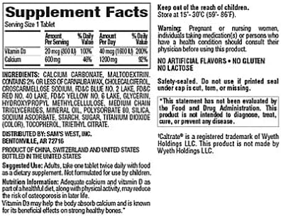 Member's Mark Calcium 600mg with vitamin D-3 600Tablets 3