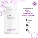Supersmart 5-HTP 100mg per Day (High Purity) - 98% 5-HTP Supplement - Griffonia Simplicifolia Extract - 5-HydroxyTryptoPhan | Non-GMO & Gluten Free - 90 Vegetarian Capsules 6