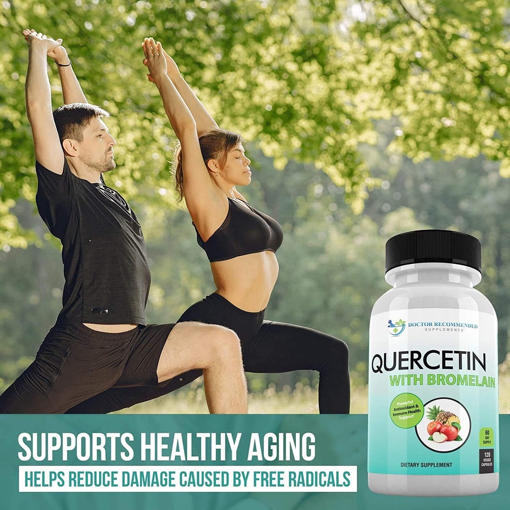 Quercetin 800mg w/Bromelain 165mg Per Serving- 120 Veggie Capsules-Full 60 Day Supply, Vitamin Supplement, Bioflavonoids, Gluten Free, Non-GMO (Pack of 3) 5