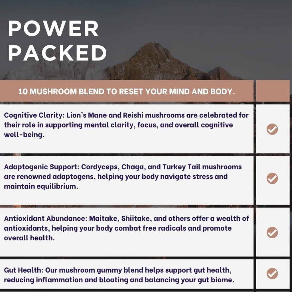 Vital Mushroom, Super Complex Blend Gummies, Nootropic, Cognitive Clarity, Gut Support, Immune Fortifying, Delicious Raspberry Flavor. 4
