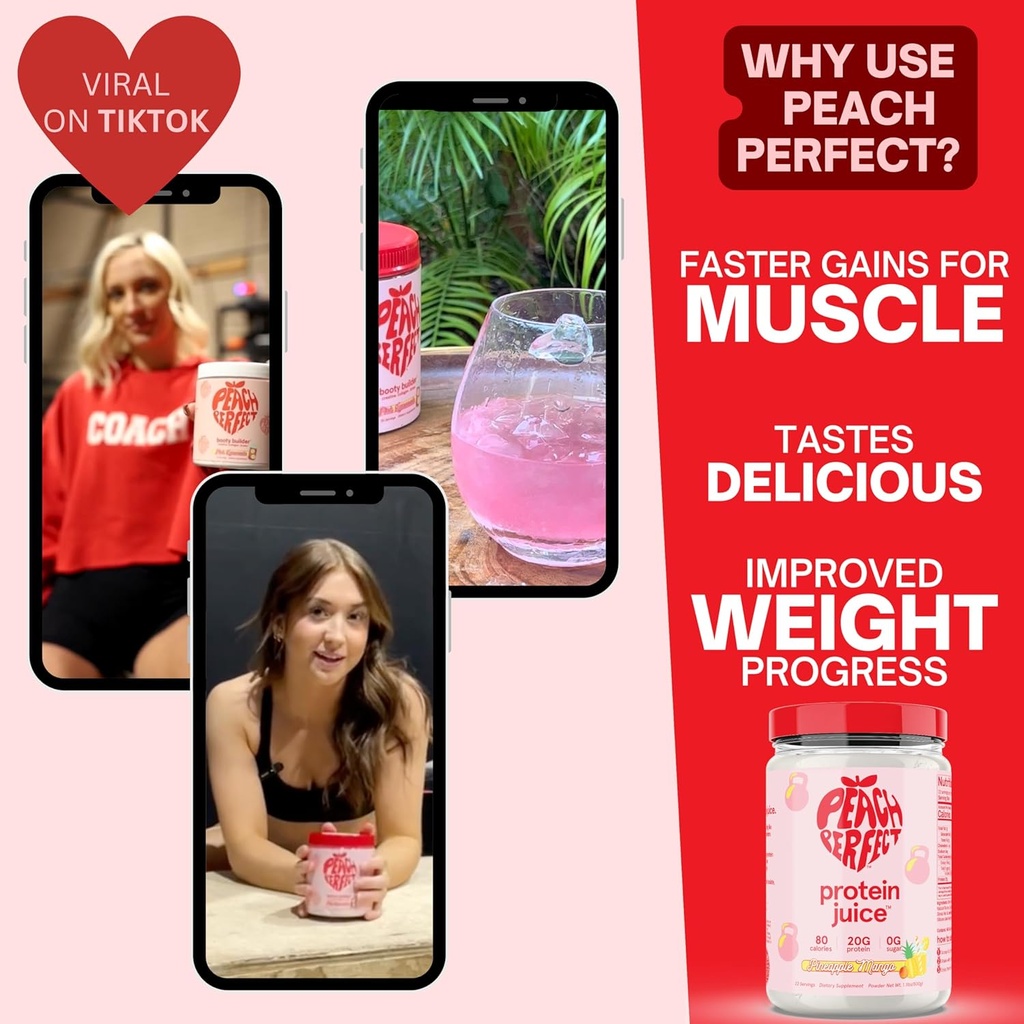 Peach Perfect Whey Protein Powder for Women, Pineapple Mango Protein Juice for Women, 20g Clear Whey Protein Isolate Per Serving for Muscle Support, Meal Replacement Shake, Protein Water, 22 Servings 4