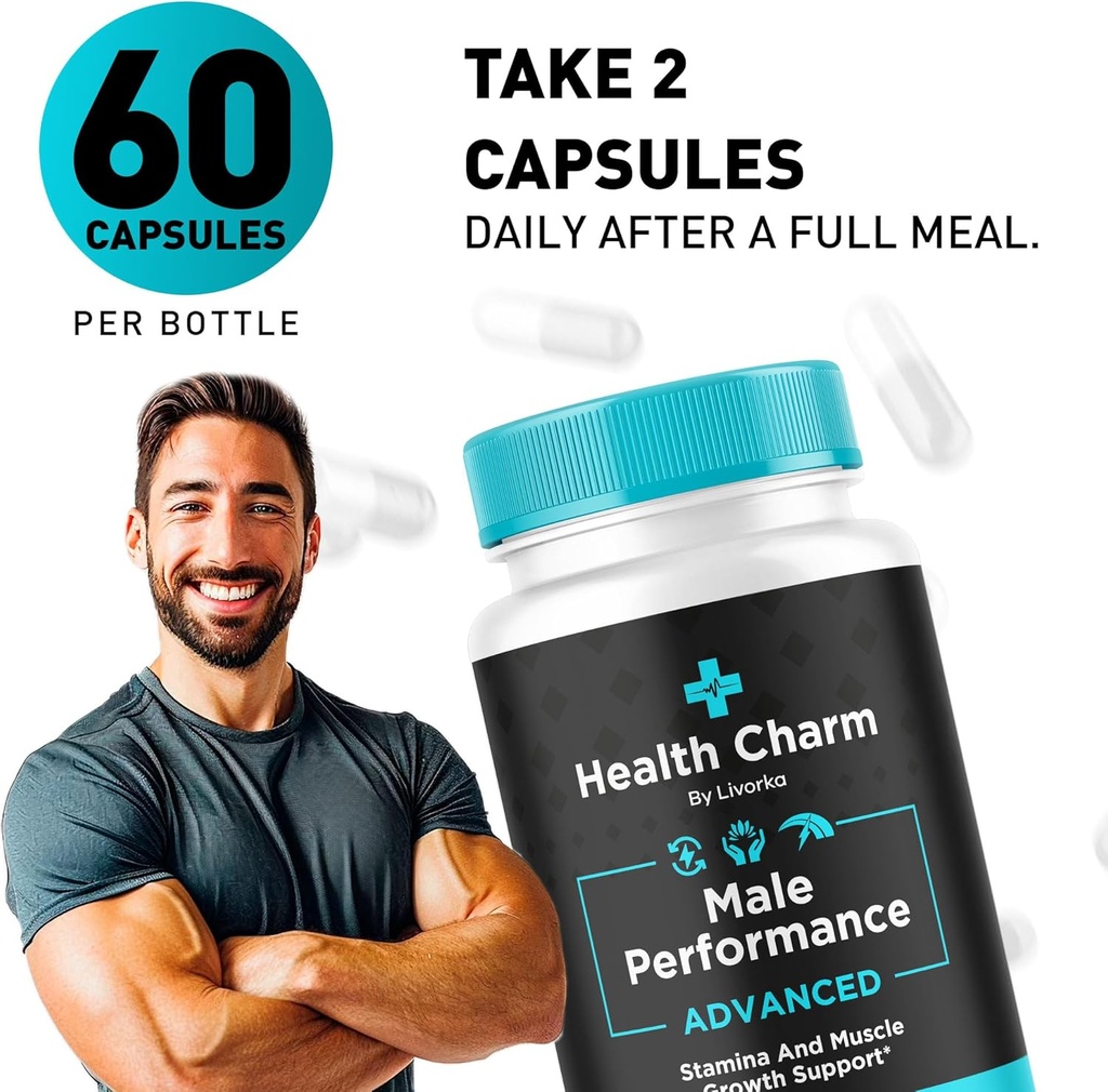 (2 Pack) Health Charm, Health Charm Pills, Health Charm Capsules, Official Health Charm for Men Capsules, Health Charm Supplement Support, HealthCharm All Natural Pastillas, 120 Capsules For 2 Months 3